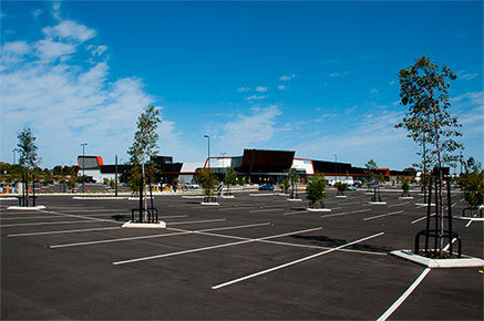 Large parking lots in open air