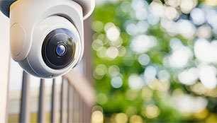Close up of surveillance camera
